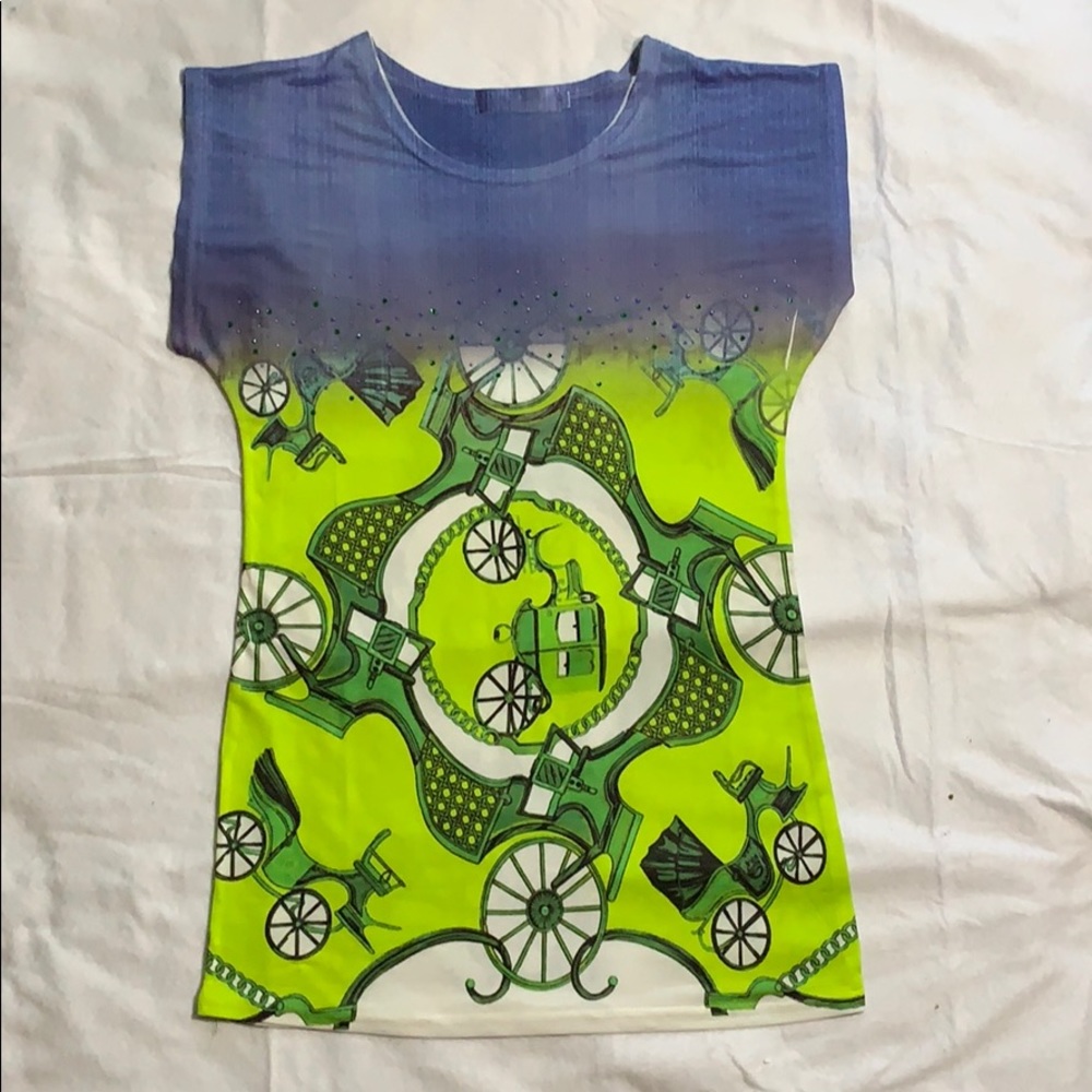 Second skin nyc stretch top /blue blouse